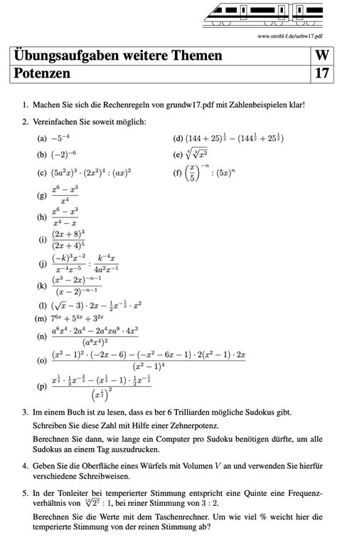 potenzen aufgaben und uebungen mit loesungen matheaufgaben