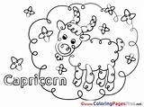 Capricorn Sheet Birthday Colouring Happy Coloring Pages Title sketch template