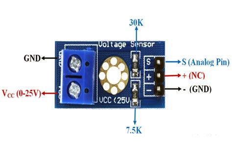 voltage sensor module pinout features specifications arduino circuit