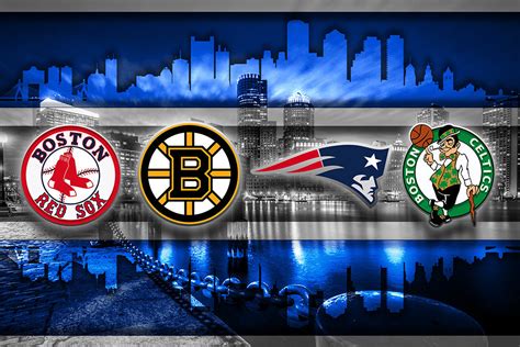 boston sports teams  front   skyline poster  england patriots