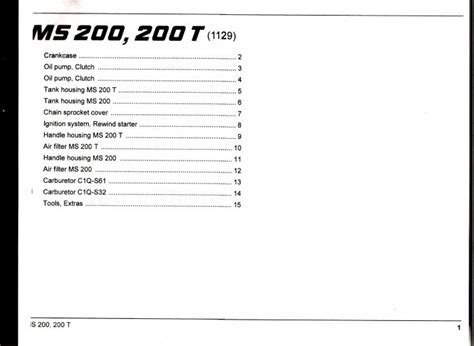 Chain Saw Parts List Stihl Ms 200 200 T