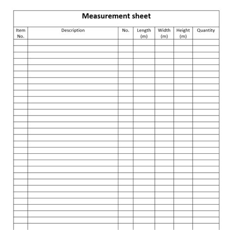 measurement sheet technical civil