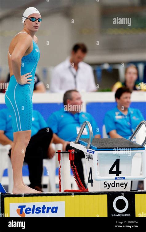 Australia S Leisel Jones Prepares To Mount The Starting Block For Her