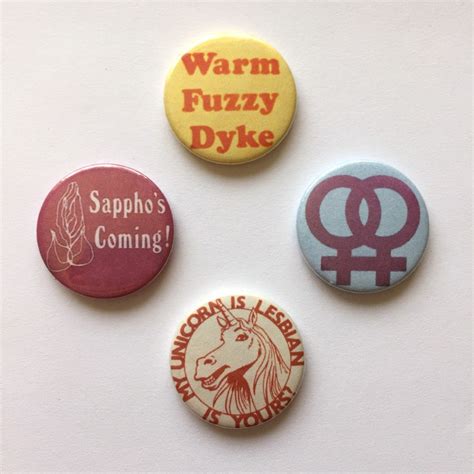 4 Lesbian Buttons Vintage Remake Dyke Pride Pins Sapphic Lgbt Etsy
