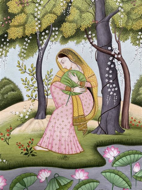 indian miniature pahari kangra painting  lady painting  aditya