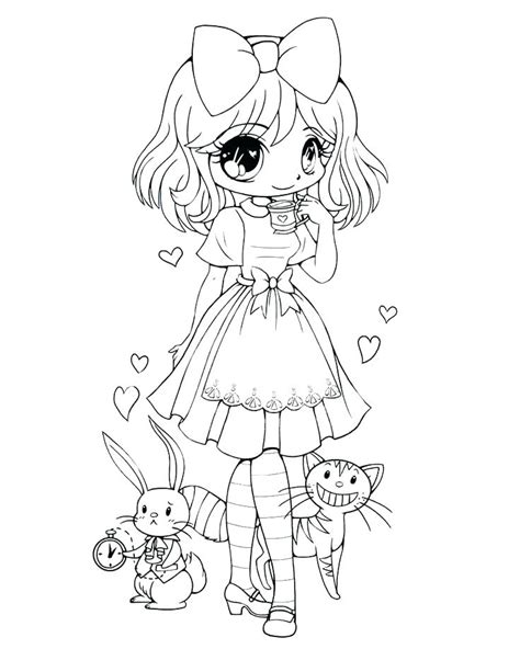 cute anime chibi girl coloring page coloring home