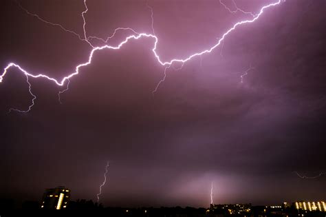 thunder striking  building photo  stock photo