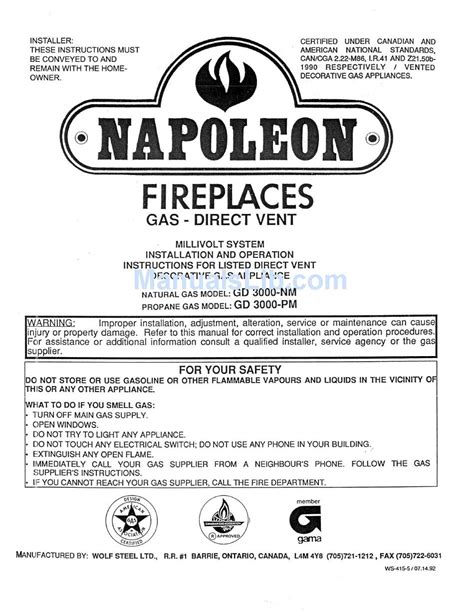 napoleon gd  nm installation  operation manual   manualslib