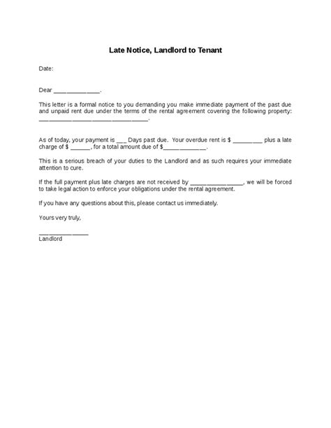 late rent notice real estate forms   landlord late rent