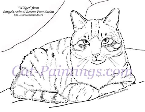 coloring page printout  tabby cat cat painting tabby cat