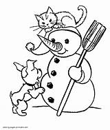 Coloring Cat Pages Dog Snowman Printable Kat Play Animals Popular sketch template