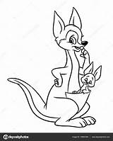 Kangaroo Coloring Pages Cartoon Stock Animal Depositphotos sketch template