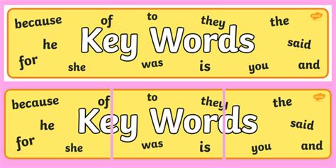 key words display banner teacher