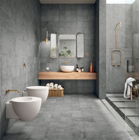 cement effect tiles street marca corona salle de bains gris  bois salle de bain grise