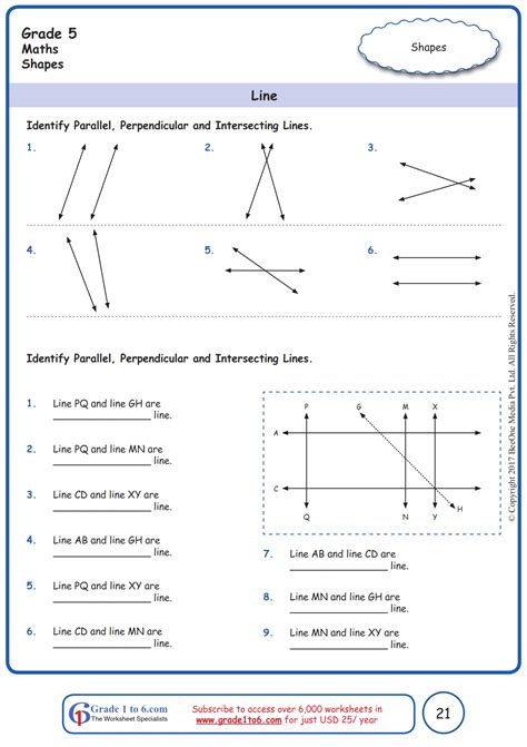 parallel perpendicular  intersecting lines worksheet
