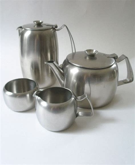 metal tea serving set  hall stainless steel  piece connaught