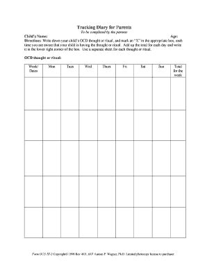 ocd diary worksheet fill  printable fillable blank pdffiller