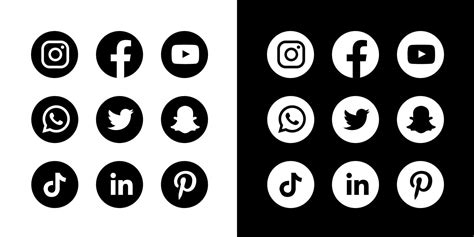 social media icons black  white rounded vector art  vecteezy hot