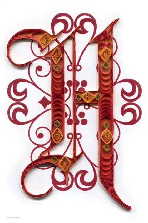 monogram poster initial print quilled typography poster paper