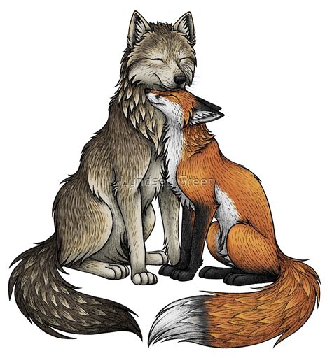 Wolf And Fox By Lyndsey Green Redbubble