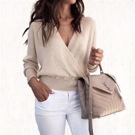 deep sexy v neck cross wrap knit pullover women autumn bow tie knitted