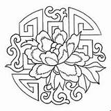 Embroidery Chinese Coloring Pages Designs Flower Patterns Flowers Books Color Choose Board Visit sketch template