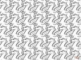 Escher Mc Tessellation Pegasus Colorear Supercoloring Tessellations Tesselation Teselado Pegasos Colouring sketch template
