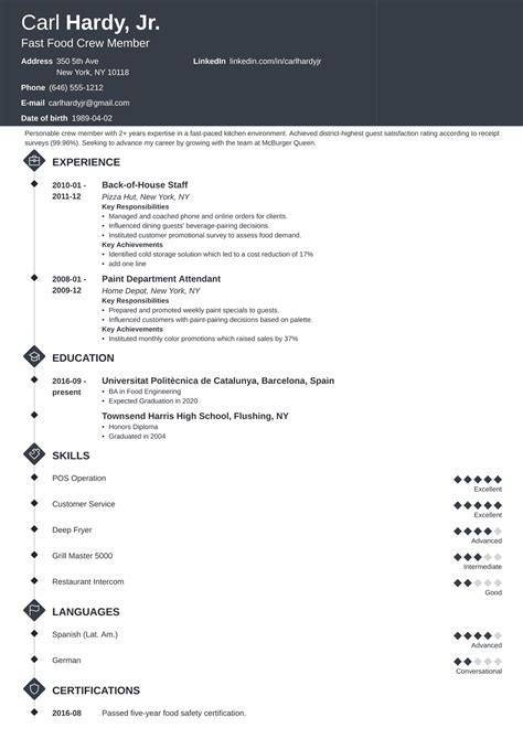 photographer resume examples template