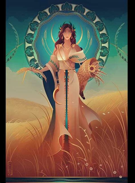 demeter es la diosa griega de la cosecha el grano  la fertilidad tambien preside la ley