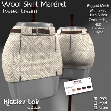 second life marketplace kl wool skirt margret tweed cream