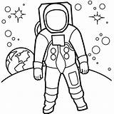 Astronaut Drawing Moon Coloring Pages Line Simple Kids Colouring Astronauts Cliparts Clipart Walking Planets Stars Drawings Little Library Collection Getdrawings sketch template