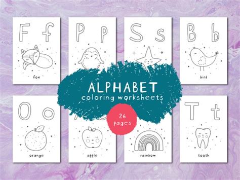 abc alphabet coloring worksheets  kids homeschool etsy