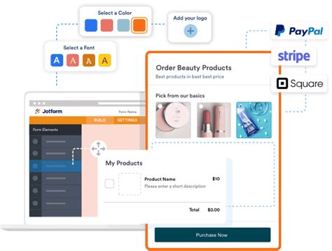 sell beauty products  jotform form builder