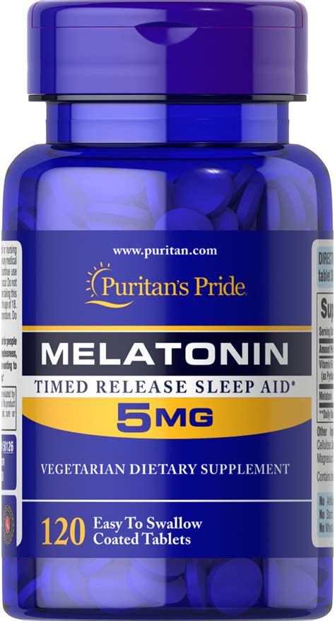 Timed Release Melatonin 5 Mg With B 6 120 Tablets 50126 Puritans