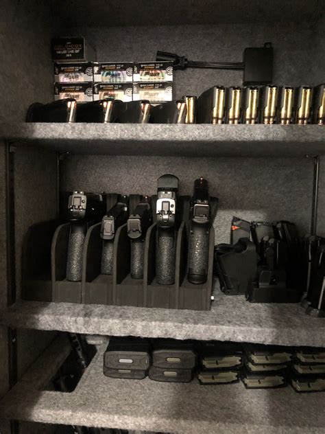 Gun Safe Pistol Rack 6 Handgun Storage Holder Organize Display Stand