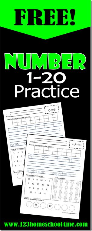 printable numbers   practice worksheets