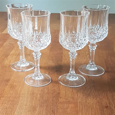 4 Vintage Cristal D Arques Durand 24 Lead Crystal Wine Glasses In