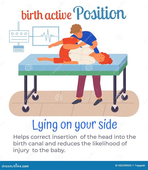 10 birth active positions poster pregnancy info cartoon vector