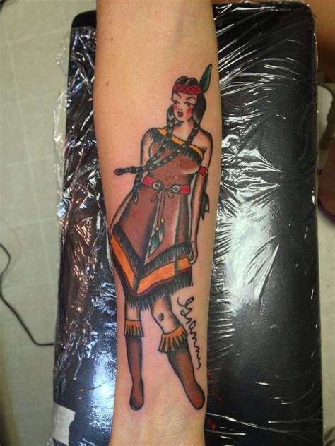 native american indian girl pin up tattoo by keelhauled mi