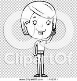 Adolescent Teenage Talking Cell Phone Girl Outlined Coloring Clipart Cartoon Vector Thoman Cory sketch template