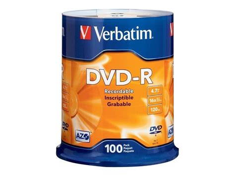Verbatim Dvd R 4 7gb Up To 16x Branded Recordable Disc 100