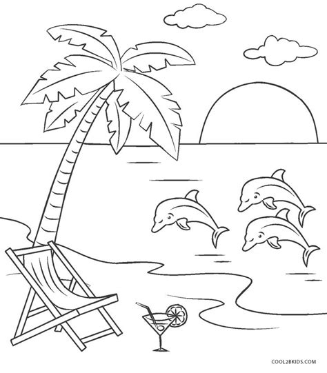 beach scene coloring page beach coloring pages summer