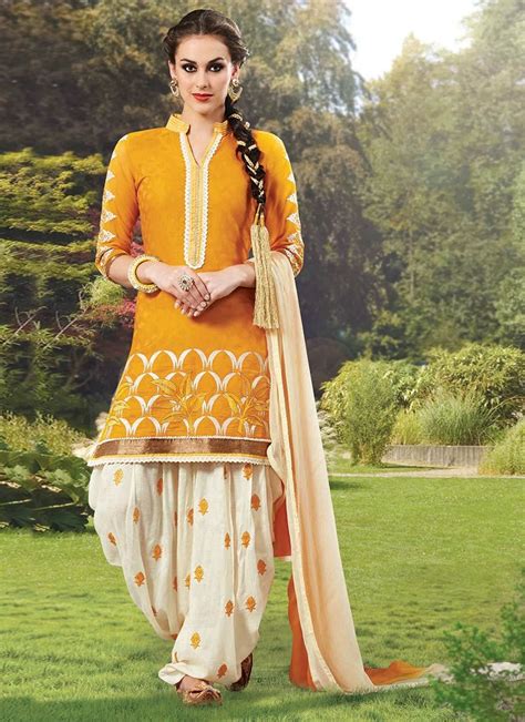 mustard cotton patiala suit white salwar suit indian