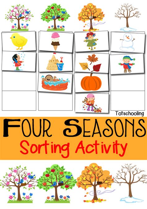 seasons sorting activity  printable totschooling toddler