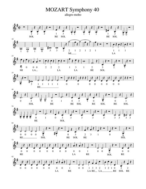 Mozart Symphony 40 Sheet Music For Violin Solo