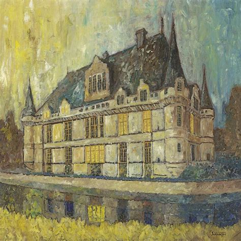 chateau  dusk painting  leon sarantos fine art america