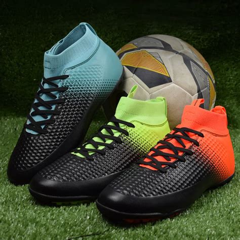 men soccer shoes sport breathable professional youth kids superfly cleats football high ankle