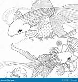 Dorata Adorabile Coloritura Pesce Illustrazione sketch template