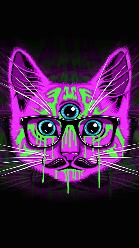 psychedelic kitty hd wallpaper for your mobile phone 5569