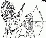 Indianen Bow Arrow Indios Pages Boog Lanza Pintar Twee Speer Indien Lance sketch template